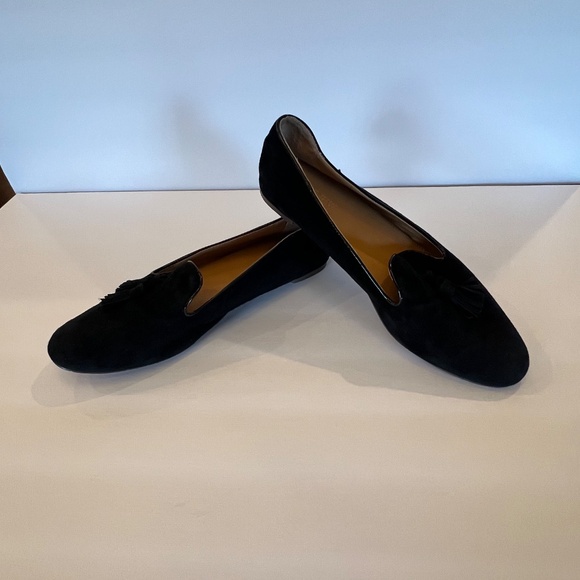 J. Crew Black Velvet Tassel Loafers, Preppy, Academia, Old Money, Size 9 - Picture 3 of 11